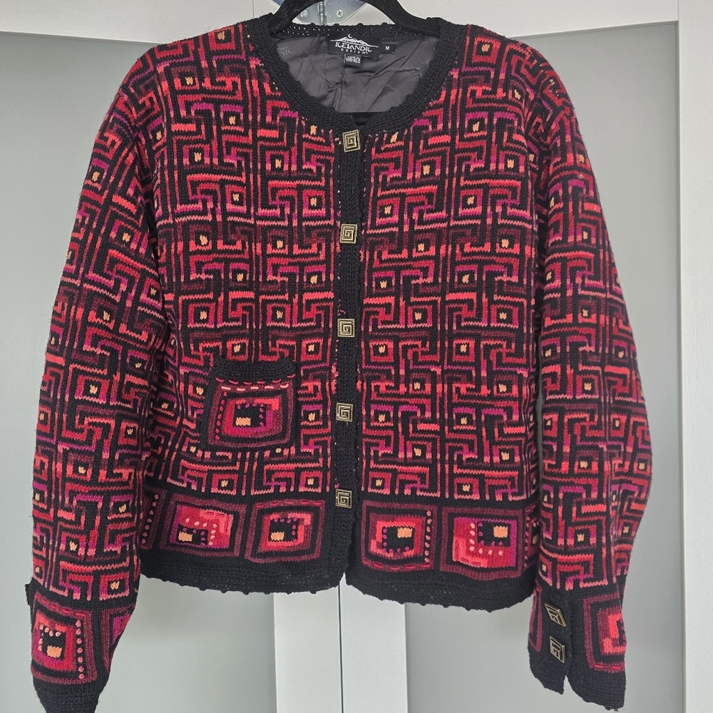 Icelandic Design Womens Nordic Button Up Wool Blend SweateR